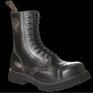 STEEL - 10 Eyelet Black & White Steel-Toe Boot