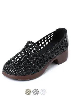 USS Shoes Aura Women's Hollow Woven Breathable Loafers