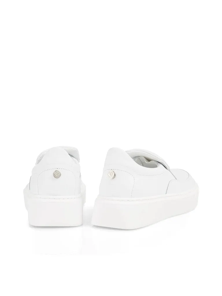 White Leather Slip-On Sneakers